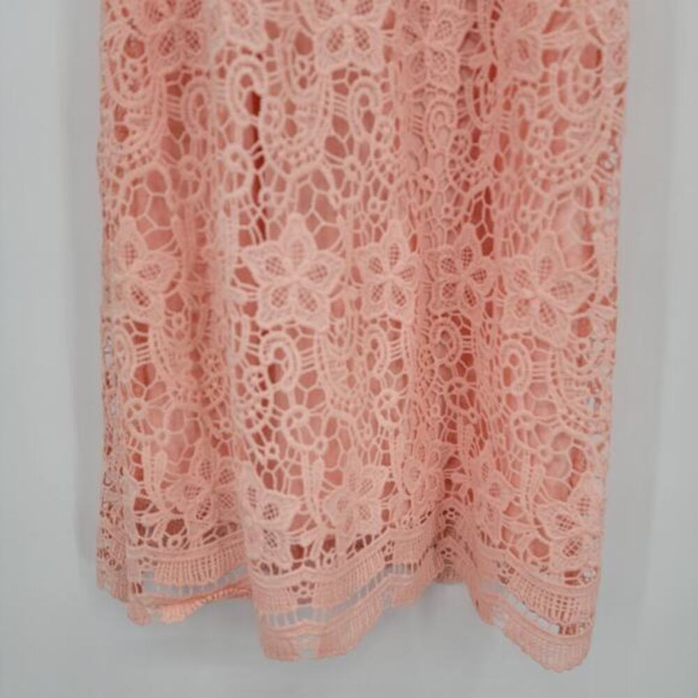 NEW Maniju Women's Pink Lace Crochet Off Shoulder Dress Size Medium - Picture 5 of 11